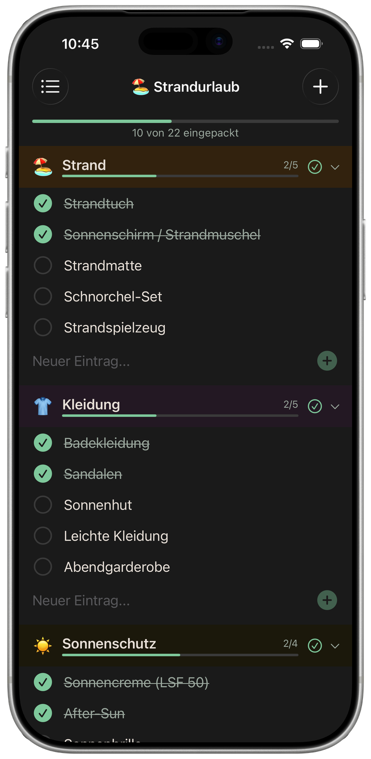 Strandurlaub Packliste