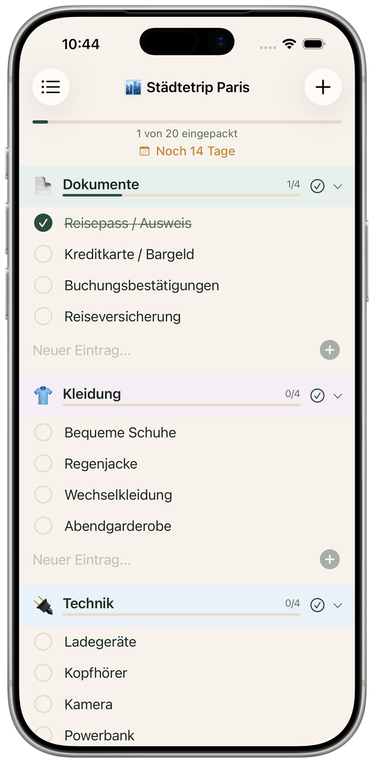 Städtetrip Packliste